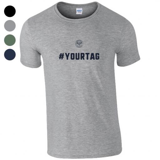 Personalised Brentford FC Crest Hashtag T-Shirt.