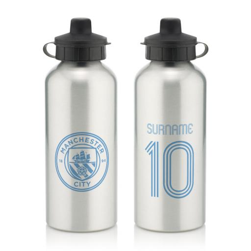 Personalised Manchester City FC Retro Shirt Water Bottle.