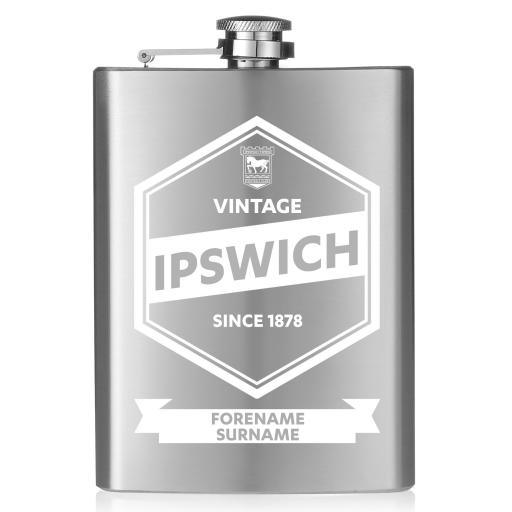 Personalised Ipswich Town FC Vintage Hip Flask.