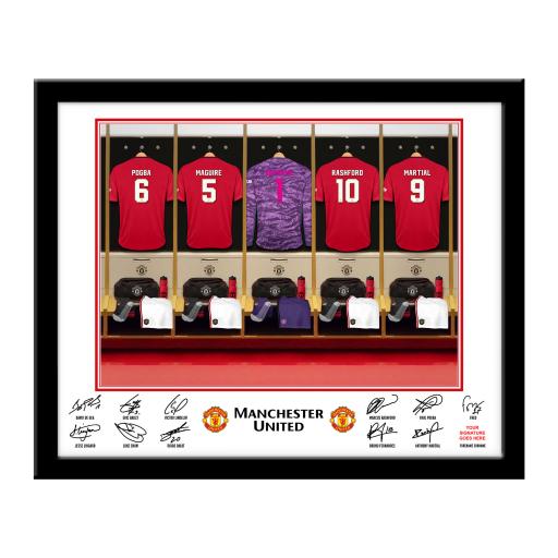 Personalised MUFC Goalkeeper Dressing Room Framed Print.