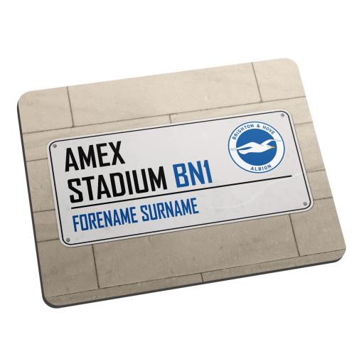 Personalised Brighton & Hove Albion FC Street Sign Mouse Mat.
