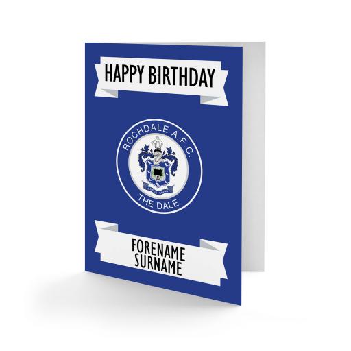 Personalised Rochdale AFC Crest Birthday Card.