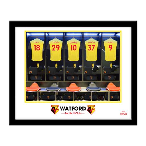 Personalised Watford FC Dressing Room Framed Print.