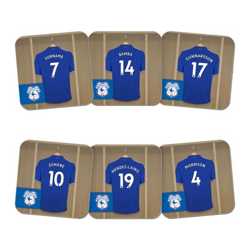 Personalised Cardiff City Dressing Room Coasters.