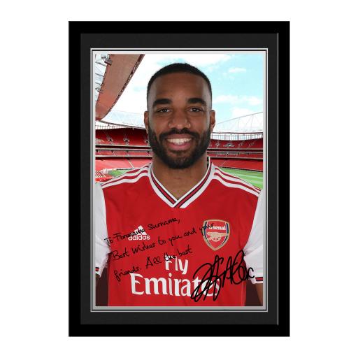 Personalised Arsenal FC Lacazette Autograph Photo Framed.