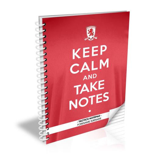 Personalised Middlesbrough FC Keep Calm Notebook.