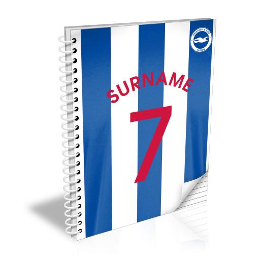 Personalised Brighton & Hove Albion FC Shirt Notebook.