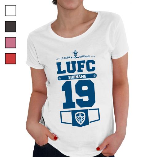 Personalised Leeds United FC Ladies Club T-Shirt.