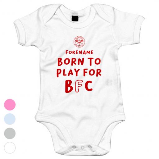 Personalised Brentford FC Born to Play Baby Bodysuit.