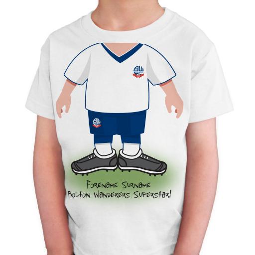 Personalised Bolton Wanderers FC Kids Use Your Head T-Shirt.
