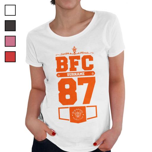 Personalised Blackpool FC Ladies Club T-Shirt.