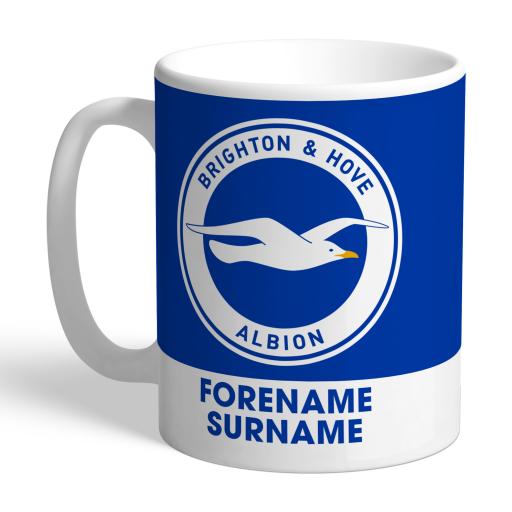 Personalised Brighton & Hove Albion FC Bold Crest Mug.
