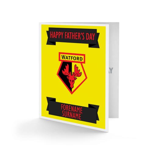 Personalised Watford FC Crest Father's Day Card.