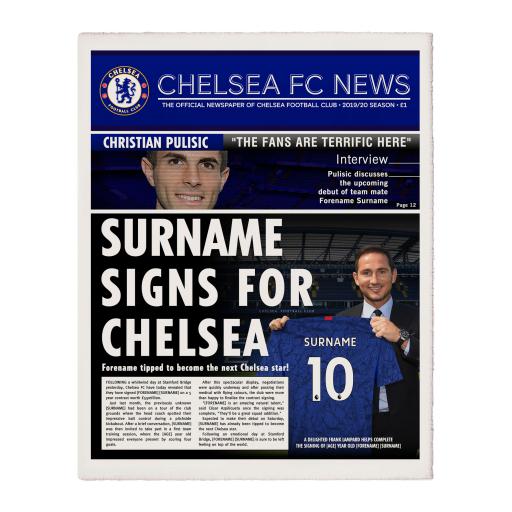 Personalised Chelsea FC News Single Page Print.