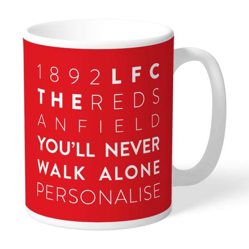 Personalised Liverpool FC Word Collage Mug.
