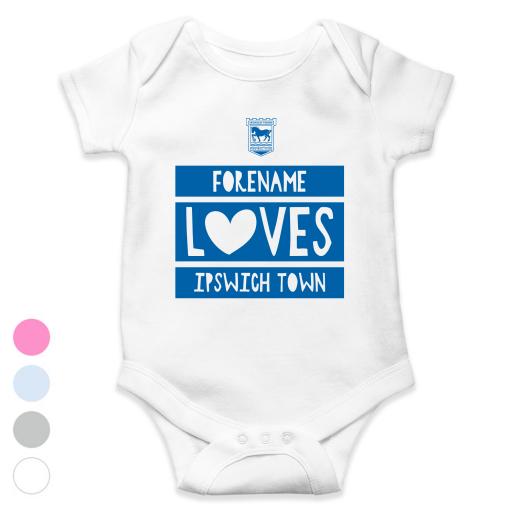 Personalised Ipswich Town FC Loves Baby Bodysuit.