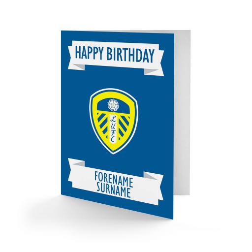 Personalised Leeds United FC Crest Birthday Card.