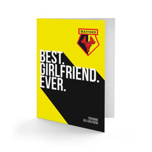 Personalised Watford FC Best Girlfriend Ever Card.