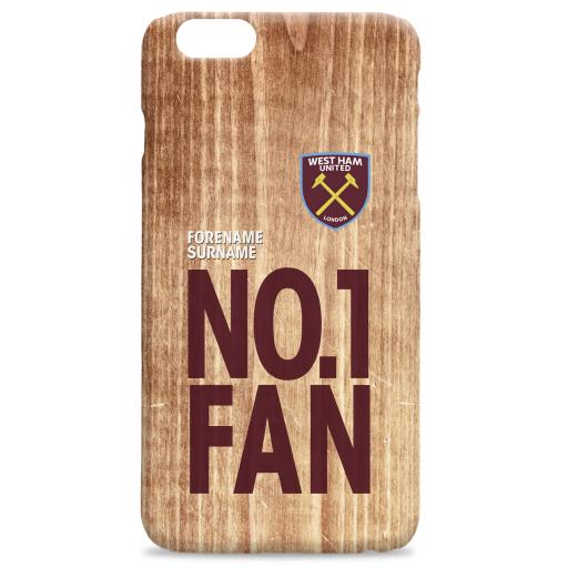 Personalised West Ham United FC No 1 Fan Hard Back Phone Case.