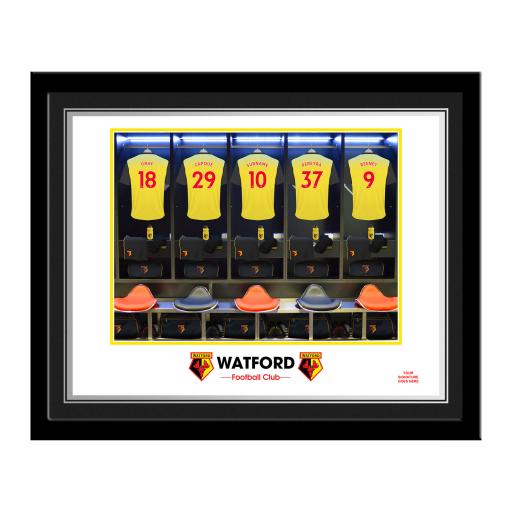 Personalised Watford FC Dressing Room Photo Framed.