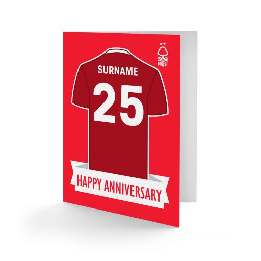 Personalised Nottingham Forest FC Shirt Anniversary Card.