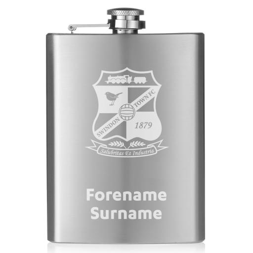 Personalised Swindon Town Crest Hip Flask.