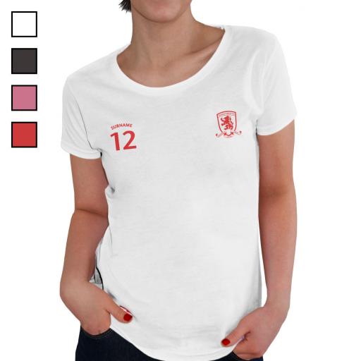 Personalised Middlesbrough FC Ladies Sports T-Shirt.