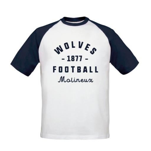 Personalised Wolves Stadium Vintage Baseball T-Shirt.
