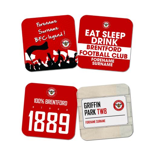 Personalised Brentford FC Coasters.