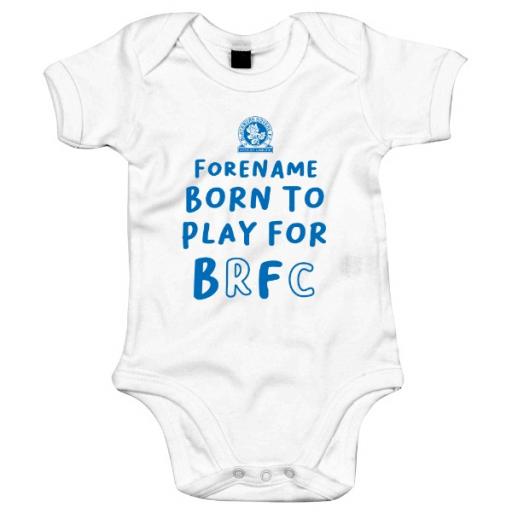 Personalised Blackburn Rovers FC Born to Play Baby Bodysuit.