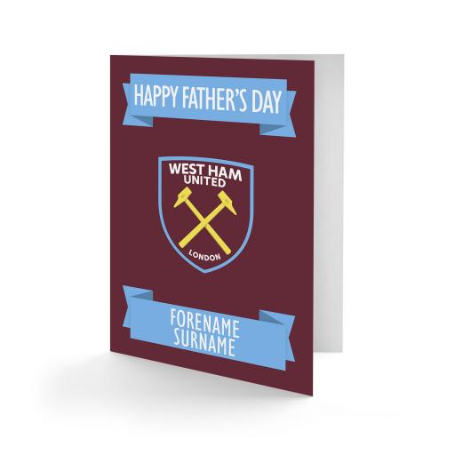 Personalised West Ham United FC Crest Father's Day Card.