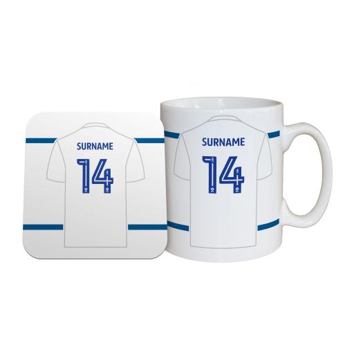 Personalised Leeds United FC Shirt Mug & Coaster Set.