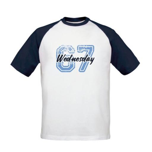 Personalised Sheffield Wednesday FC Varsity Number Baseball T-Shirt.