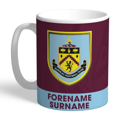 Personalised Burnley FC Bold Crest Mug.