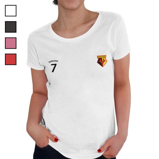 Personalised Watford FC Ladies Sports T-Shirt.
