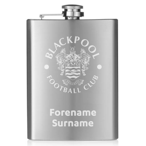 Personalised Blackpool FC Crest Hip Flask.