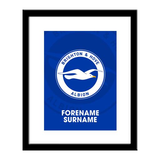 Personalised Brighton & Hove Albion FC Bold Crest Print.