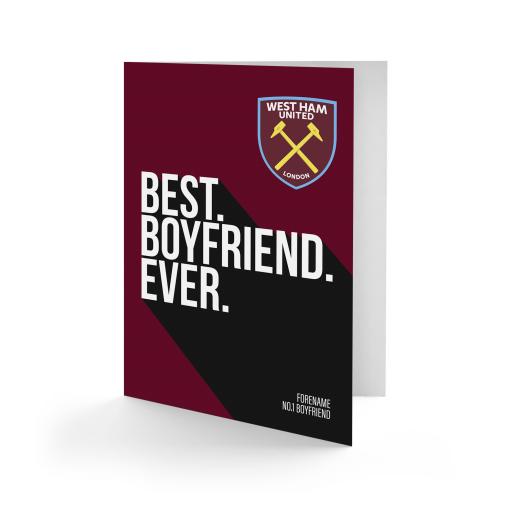 Personalised West Ham United FC Best Boyfriend Ever Card.