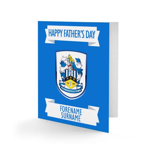 Personalised Huddersfield Town Crest Father's Day Card.