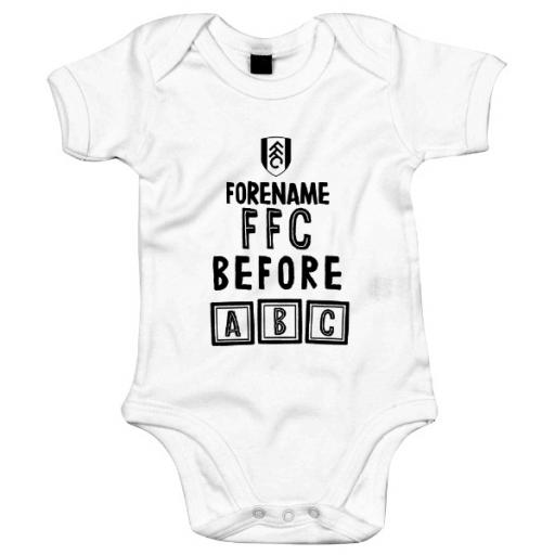 Personalised Fulham FC Before ABC Baby Bodysuit.