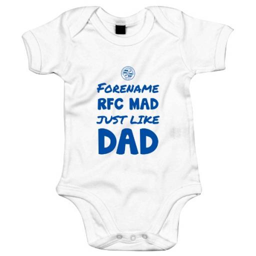 Personalised Reading FC Mad Like Dad Baby Bodysuit.