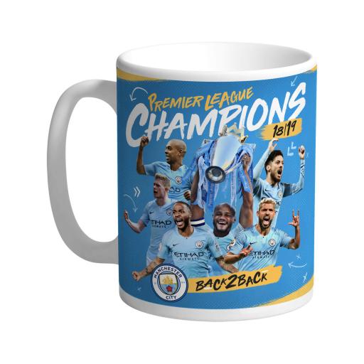 Personalised Manchester City FC Back 2 Back Champions Mug.