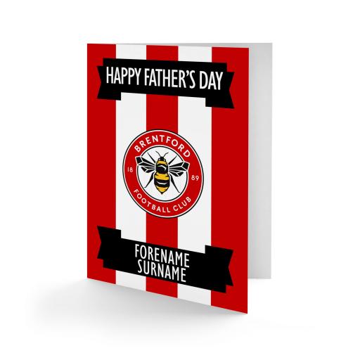 Personalised Brentford FC Crest Father's Day Card.