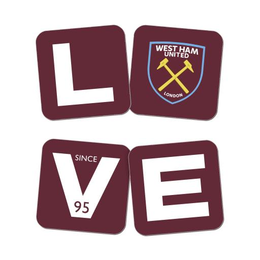 Personalised West Ham United FC Love Coasters (x4).