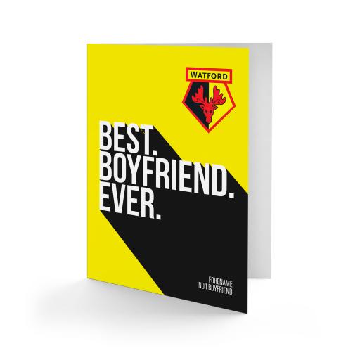 Personalised Watford FC Best Boyfriend Ever Card.