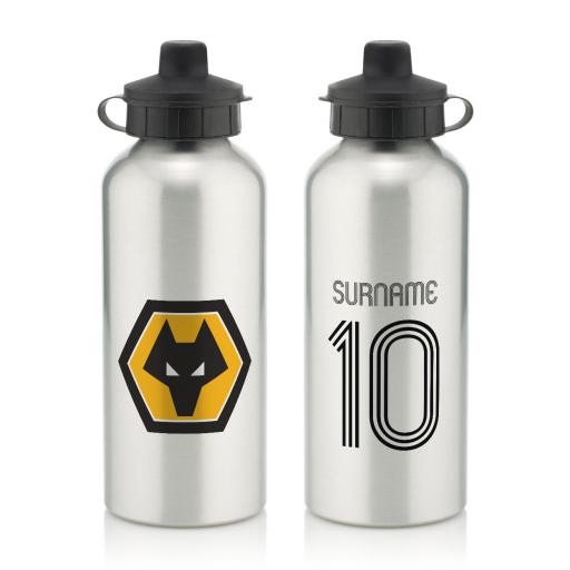 Personalised Wolverhampton Wanderers FC Retro Shirt Water Bottle.