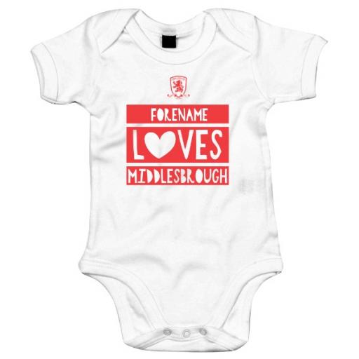 Personalised Middlesbrough FC Loves Baby Bodysuit.