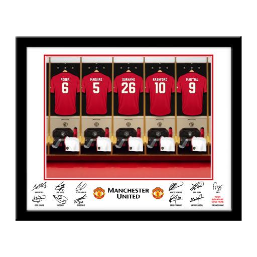 Personalised Manchester United FC Dressing Room Framed Print.