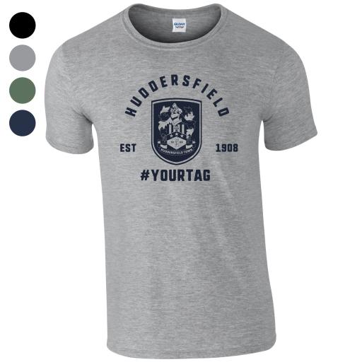 Personalised Huddersfield Town Vintage Hashtag T-Shirt.