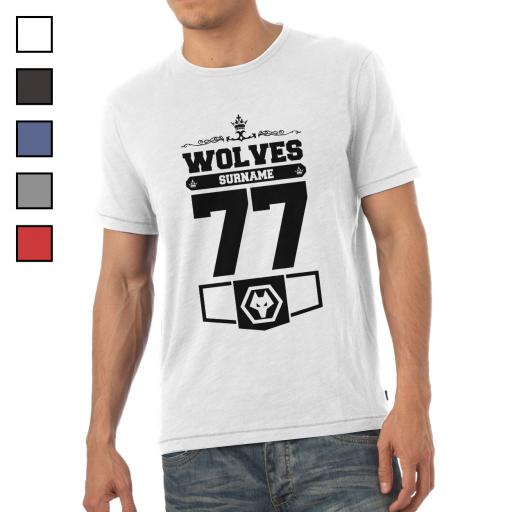 Personalised Wolves Mens Club T-Shirt.